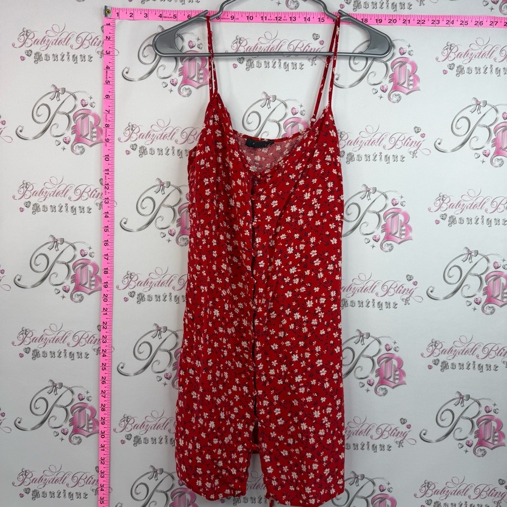 Primark mini dress floral button up white black Red Floral Mini Dress